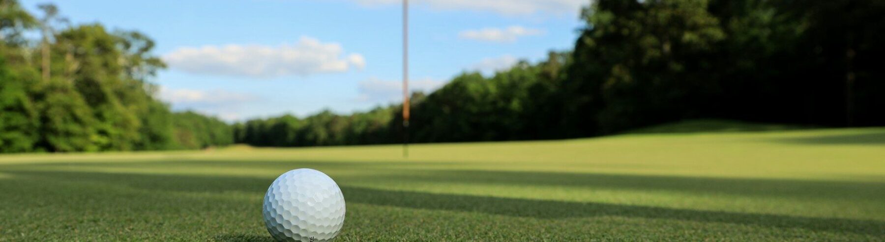 a golf ball sitting on top of a green field